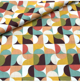 Tissu Coton Imprimé / Graphique Mabula - Terracotta
