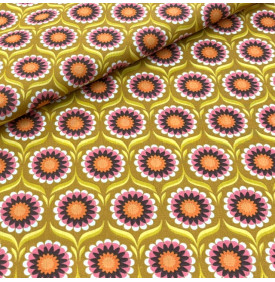 Tissu Coton Imprimé / Fleurs Joli Joli - Curry | Coupon