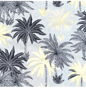 Tissu Aspect Lin Enduit Métallisé / Motif Feuille Paloma Foil - Noir | Coupon