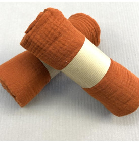 Coupon Tissu Gaze de Coton Uni / Terracotta