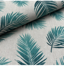Tissu Aspect Lin / Motif Feuilles Tropicales – Baracoa Canard