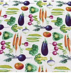 Tissu aspect lin / légumes du potager multicolores – Coupon