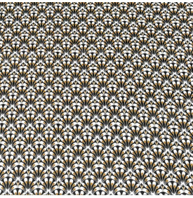 Tissu Coton Enduit / Motif Éventails Gaudi - Noir