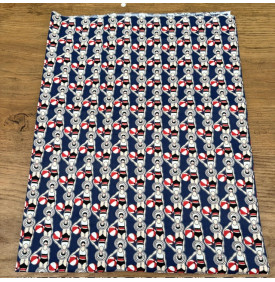 Coton Imprimé / Nageuses Rétro Marine & Rouge
