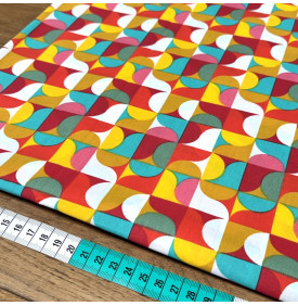 Coupon Coton Imprimé / Motif Rétro Mabula Rouge