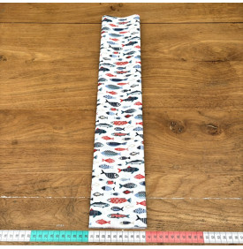 Tissu Coton Enduit / Esprit Bord de Mer - Poissons Blanc & Lin
