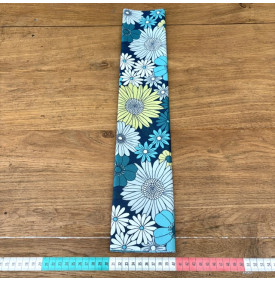 Coupon Tissu Coton Enduit Ibiza Bleu Pétrole – Fleurs Vintage