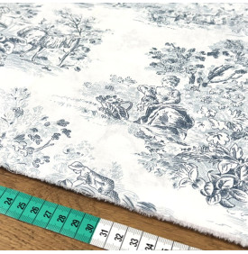 Coupon Tissu Coton Imprimé Manon Bleu | Toile de Jouy