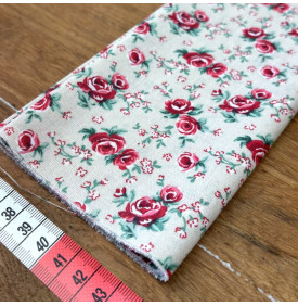Coupon Coton Enduit / Roses Romantiques - Suzanne Lin & Rouge