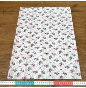 Coupon Tissu Coton Enduit Suzanne Ivoire & Rose – Roses Romantiques