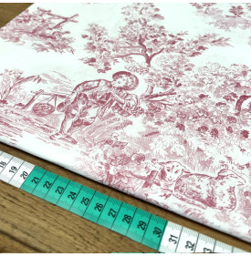 Coupon Tissu Coton Imprimé Manon Rouge | Toile de Jouy