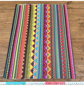 Coupon Tissu Coton Enduit Mexico Multicolore – Motif Ethnique