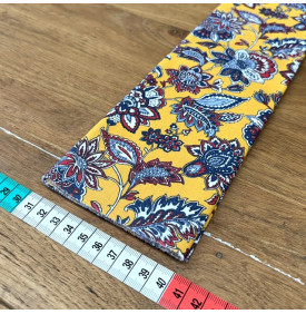 Coupon Tissu Coton Enduit Arlésiennes Indiennes Bleu & Jaune – Fleurs Cachemire