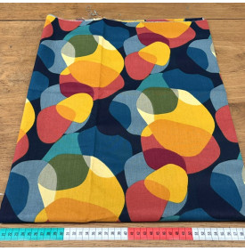 Coupon Tissu Coton Imprimé Sixties Multicolore | Motif Graphique Rétro