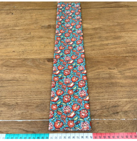 Tissu Coton Enduit Imprimé / Fleurs Indiennes - Gange Turquoise & Orange | 14.90 €/M