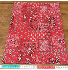 Tissu Coton Imprimé / Bandana Patchwork - Farwest Rouge & Blanc