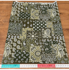 Tissu Coton Imprimé / Bandana Patchwork - Farwest Kaki & Blanc
