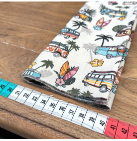 Coupon Tissu Coton Enduit / Van Vintage & Esprit Bohème - Surf Kaki