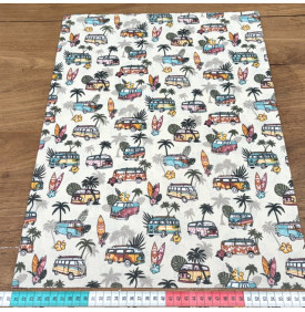 Tissu Coton Enduit / Van Vintage & Esprit Bohème - Surf Kaki