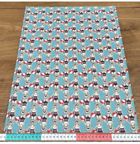 Tissu Coton Enduit / Esprit Bord de Mer - Baigneuse Rétro Turquoise