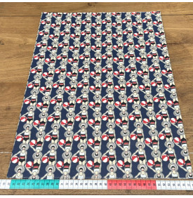 Tissu Coton Enduit / Esprit Bord de Mer - Baigneuse Rétro Marine