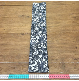 Coupon Tissu Coton Enduit / Feuille Tropical - Java Blanc & Noir