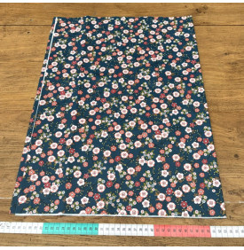 Tissu Coton Enduit / Fleurs Japonaises - Hokkaido Pétrole