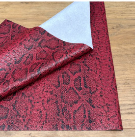 Tissu Simili Cuir Imprimé / Effet Crocodile & Serpent - Croco Snake Rouge