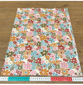 Tissu Coton Enduit / Motif Fleurs - Bégonia Rose & Orange | 14.90 €/M