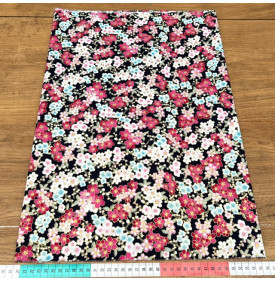 Tissu Coton Imprimé Foil / Fleurs Sakura - Naomi Noir & Rose