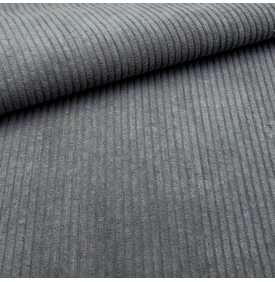 Tissu Velours Côtelé / Moyennes Côtes 5 mm – Gris Anthracite