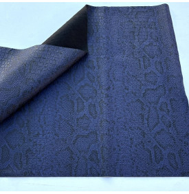 Tissu Simili Cuir Imprimé / Effet Crocodile & Serpent - Croco Snake Bleu Marine