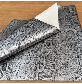Tissu Simili Cuir Imprimé / Effet Crocodile & Serpent - Croco Snake Argent