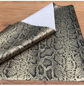 Tissu Simili Cuir Imprimé / Effet Crocodile & Serpent - Croco Snake Or