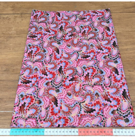 Tissu Coton Imprimé Foil / Plumes de Paon - Rose & Or