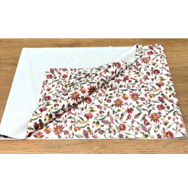 Tissu Velours Imprimé / Motif Fleurs - Églantine Ivoire & Rose | 29.90 €/M