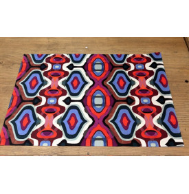 Tissu Velours Imprimé / Motif Géométrique – Kaleido Rouge, Violet & Bleu | 29.90 €/M