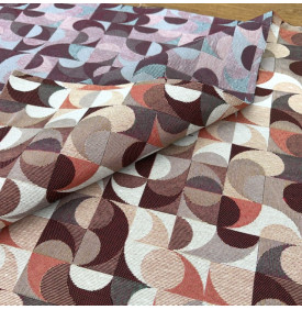 Tissu Jacquard Imprimé / Motif Géométrique - Soho Terracotta & Taupe