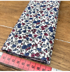 Tissu Coton Enduit / Fleurs Liberty - Léonie Bleu & Rouge | 14.90 €/M