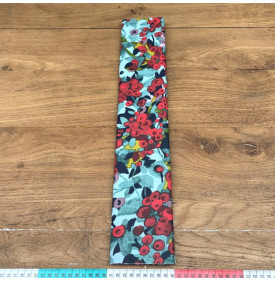 Tissu Coton Enduit / Motif Floral - Capucine Rouge & Turquoise | 14.90 €/M