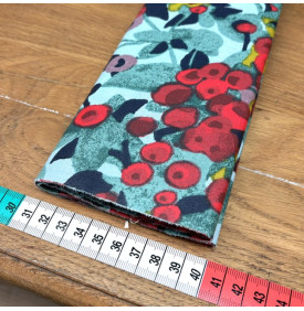 Tissu Coton Enduit / Motif Floral - Capucine Rouge & Turquoise | 14.90 €/M
