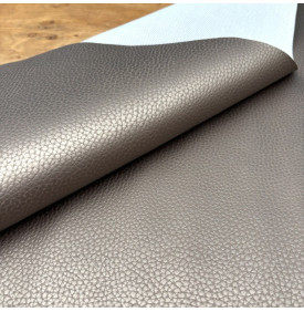 Tissu Simili Cuir Uni Grainé / Étain Brillant | 7.90 €/M