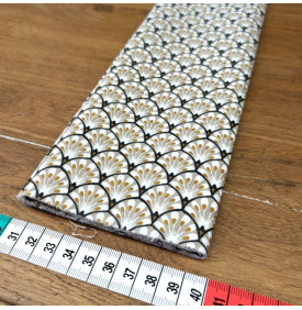 Tissu Enduit / Motif Éventails - Gaudi Beige & Ocre | 14.90 €/M