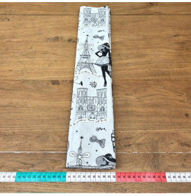 Tissu Enduit / Motif Paris - Moi Paris Argent & Noir | 14.90 €/M