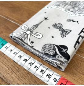 Tissu Enduit / Motif Paris - Moi Paris Argent & Noir | 14.90 €/M