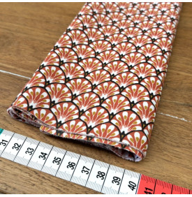 Tissu Coton Enduit / Motif Éventails - Gaudi Terracotta & Ocre | 14.90 €/M