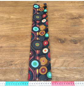 Tissu Coton Enduit / Motif Wax - Boubou Ocre & Noir | 14.90 €/M
