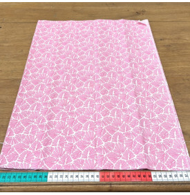Coupon Coton Enduit Imprimé / Motif Graphique - Enduit Antibes Rose & Blanc