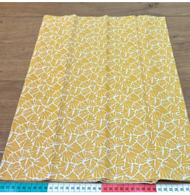 Coupon Coton Enduit Imprimé / Motif Graphique - Antibes Jaune & Blanc