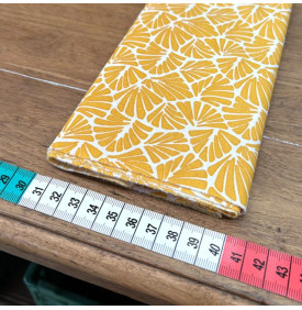 Coupon Coton Enduit / Motif Graphique - Antibes Jaune & Blanc